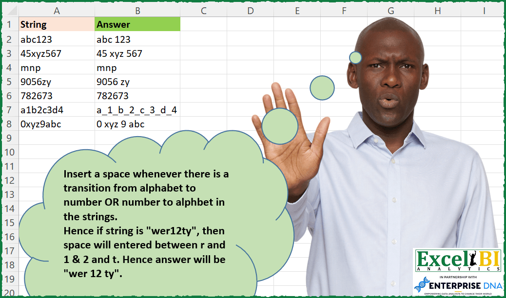 Add Spaces Between Types with Excel Formula