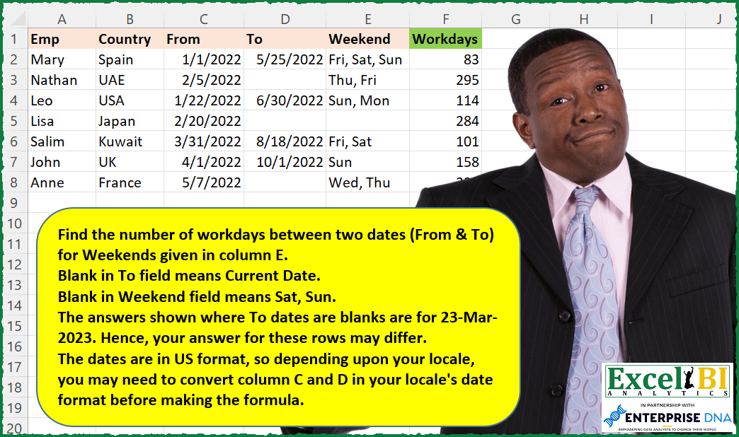 Workday Count Between Dates