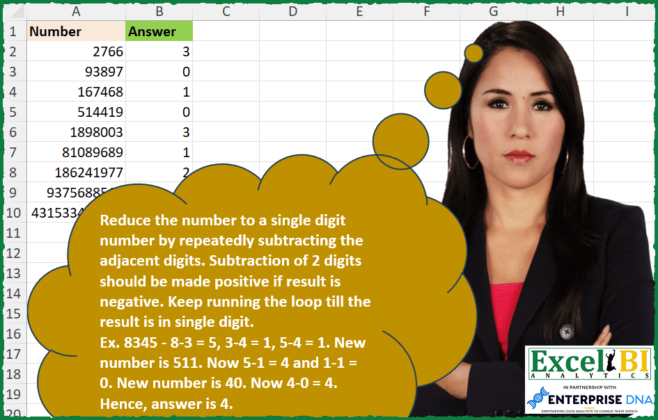 Reduce to Single Digit by Difference