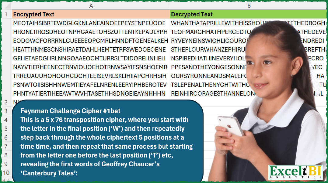 Decrypt using 5×76 transposition cipher