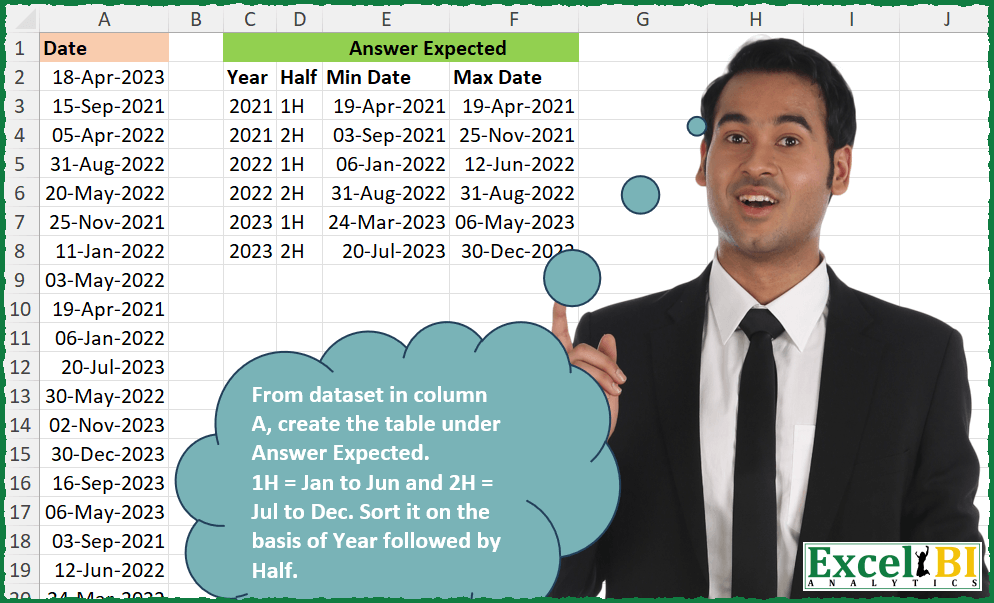 Create half-yearly sorted table from data