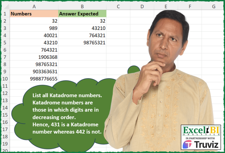 List all Katadrome numbers. | Excel, R & Python Challenge
