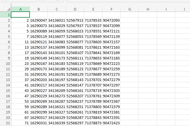 List Interprime Numbers
