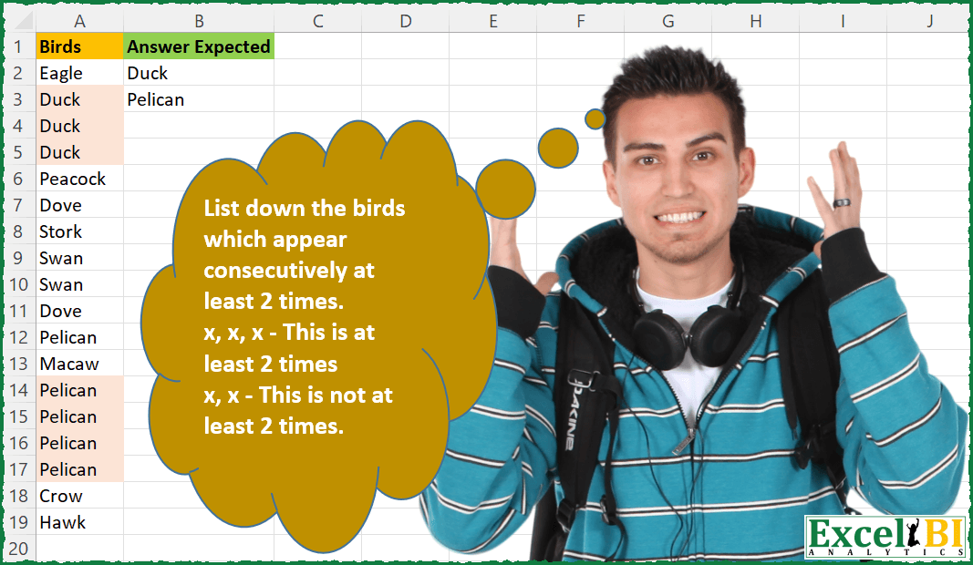 Find Consecutive Birds