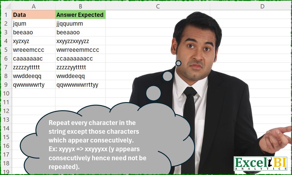 Repeat Non-Consecutive Characters