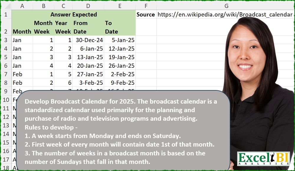 Create 2025 Broadcast Calendar