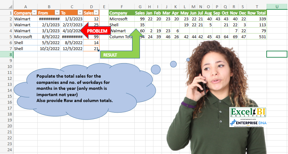 Monthly Sales and Workdays Summary